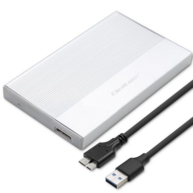 QOLTEC Kućište za disk 2.5" SATA SSD/HDD, USB 3.0, do 2 TB, srebrna